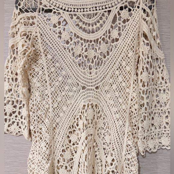 Knit Swimwear Cover up in one size in Cream - Picture 3 of 7
